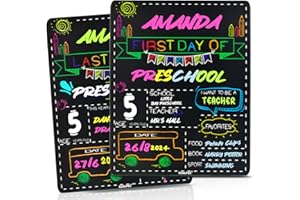 CUALFEC Personalized First Day and Last Day of School Sign 13" x 16" Large Chalkboard Style Photo Prop Back to School Supplies - 2 Pcs