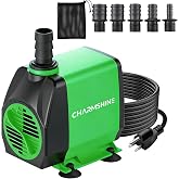 Pond Pump Water Fountain Pumps Submersible Outdoor 50W 1060GPH with 5 Nozzles &amp; Filter Screen, Reinforced Motor, 8.2ft Power Cord, 3-Prong Plug Water Pump for Hydroponics,Pond,Fish Tank