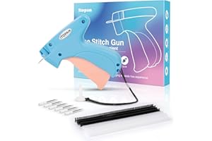 Itopan Stitch Gun for Clothes, Tagging Gun for Clothing Quick Fixes - Price Tag Gun with 6 Fine Needle, 1000 Black Fasteners & 1000 White Fasteners DeepSkyBlue1+LightSalmon