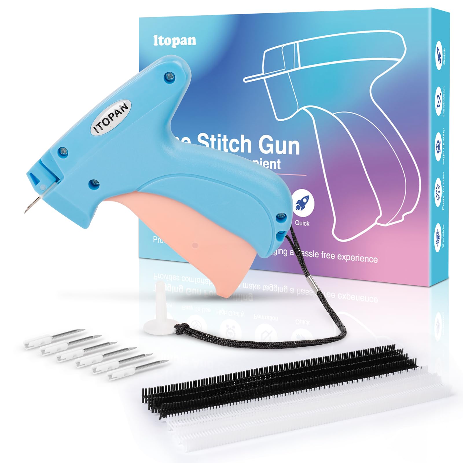 Photo 1 of Stitch  For Clothes, Tagging Gun for Clothing Quick Fixes - Price Tag Gun with 6 Fine Needle, 1000 Black Fasteners & 1000 White Fasteners DeepSkyBlue1+LightSalmon