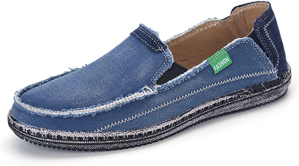 JAMONWU Mens Canvas Shoes Slip on Deck Shoes