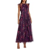 Mac Duggal Floral Flutter Sleeve Midi Dress