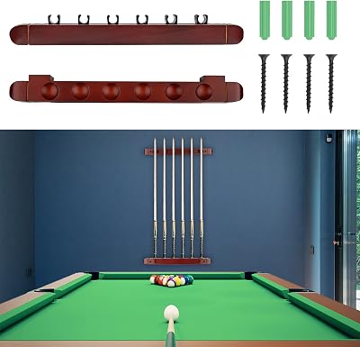 Adhafera 6-Piece Wall-Mounted Pool Cue Rack Holder