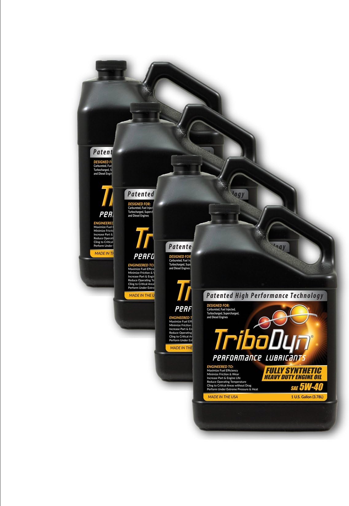 TriboDyn 5W-40 Full Synthetic Fuel Saving Heavy Duty Engine Oil - 4 Gallon Case - Lowers Operating Temps, Increases Fuel Mileage, Increases Horsepower
