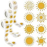 Colarr 1500 Pcs Boho Stickers First Trip Around The Sun Birthday Stickers, 500 Pcs Each Roll, Sunshine Party Favors for Birthday Party Decor Supply Phone(Sun)