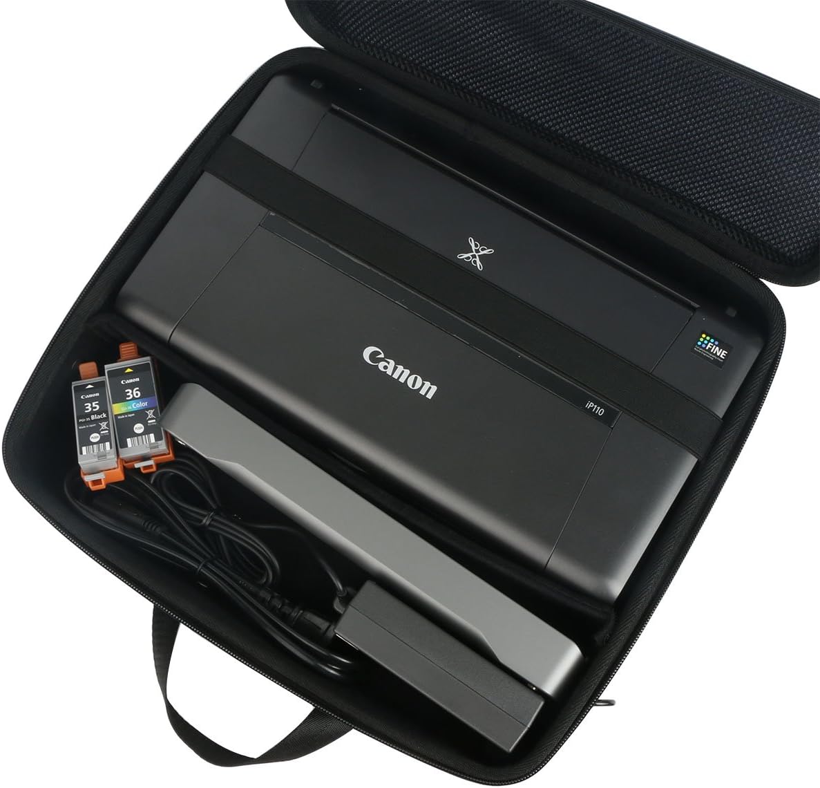 co2CREA Hard Travel Carrying Case with shoulder strap for Canon PIXMA TR160 / TR150 / iP110 Wireless Portable Inkjet Printer, Case only - Image 3