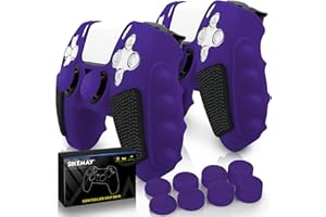 SIKEMAY Anti-Slip PS5 Controller Skin, Soft Thicken Non-Slip Studded Silicone Gel Grip Protective Cover Case for Playstation 5 Controller Grip, 2 Pack with 8 x Thumb Grip Caps