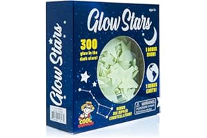 COOL CHIMPANZEE 300 Count Glow Stars; Glow in The Dark Stars for Ceiling, Ceiling Stars, Glowing Stars for Ceiling Include Bonus Moon, Earth & Big Dipper Constellation (300 Stars)