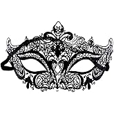 Leprato Masquerade Mask for Women Black Venetian Mask for Halloween Mardi Gras Prom Ball Party Costume Mask
