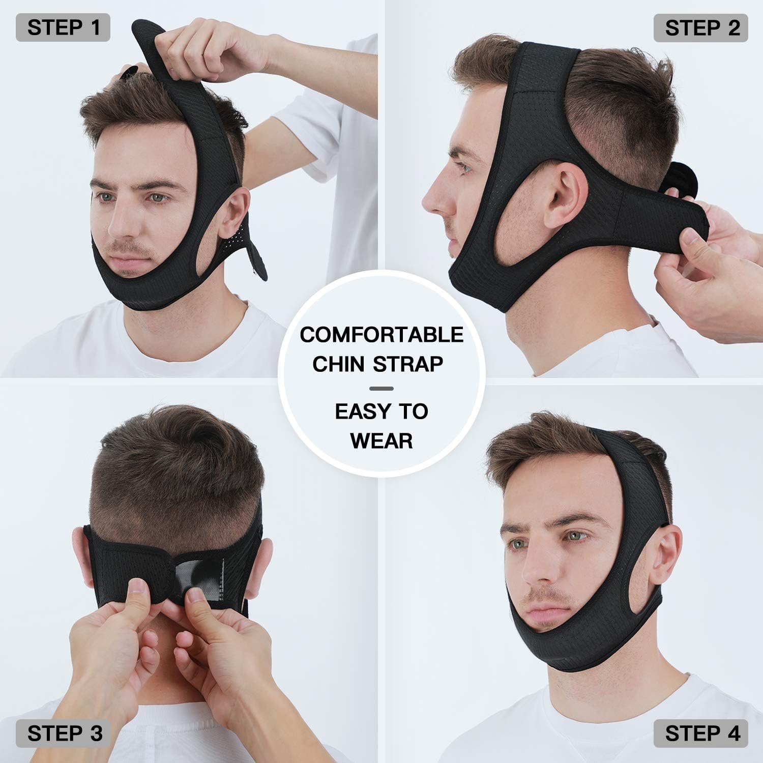 Anti Snore Chin Strap [Upgraded 2020], Vosaro Snoring Solution Anti Snoring Devices Effective Stop Snoring Chin Strap, Adjustable and Breathable Stop Snoring Sleep Aid for Men Women, Black: Health & Personal Care