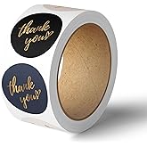 Mobiusea Party Thank You Stickers Roll | Simple and Sincere | 2 inch | Waterproof | 300 Labels for Small Business, Packaging, Mailer Seal Stickers | 4 Classic Colors with Gold Foil Design