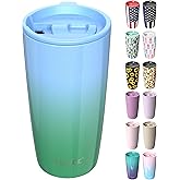 TILUCK 20 oz Tumbler with Lid, Vacuum Insulated Stainless Steel Coffee Mug, Double-Walled Travel Tumbler for Hot and Cold Drinks(GlitterGreenBlue, 20oz)