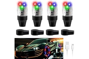 YUERWOVER 4 Pack Tire Lights for Car LED Bike Wheel Light Flash Lantern Bicycle Firefly Valve Stem Cap Motorcycle Tyre Spoke Lamp Waterproof Decoration Accessories for SUV Truck Golf Cart(Colorful)