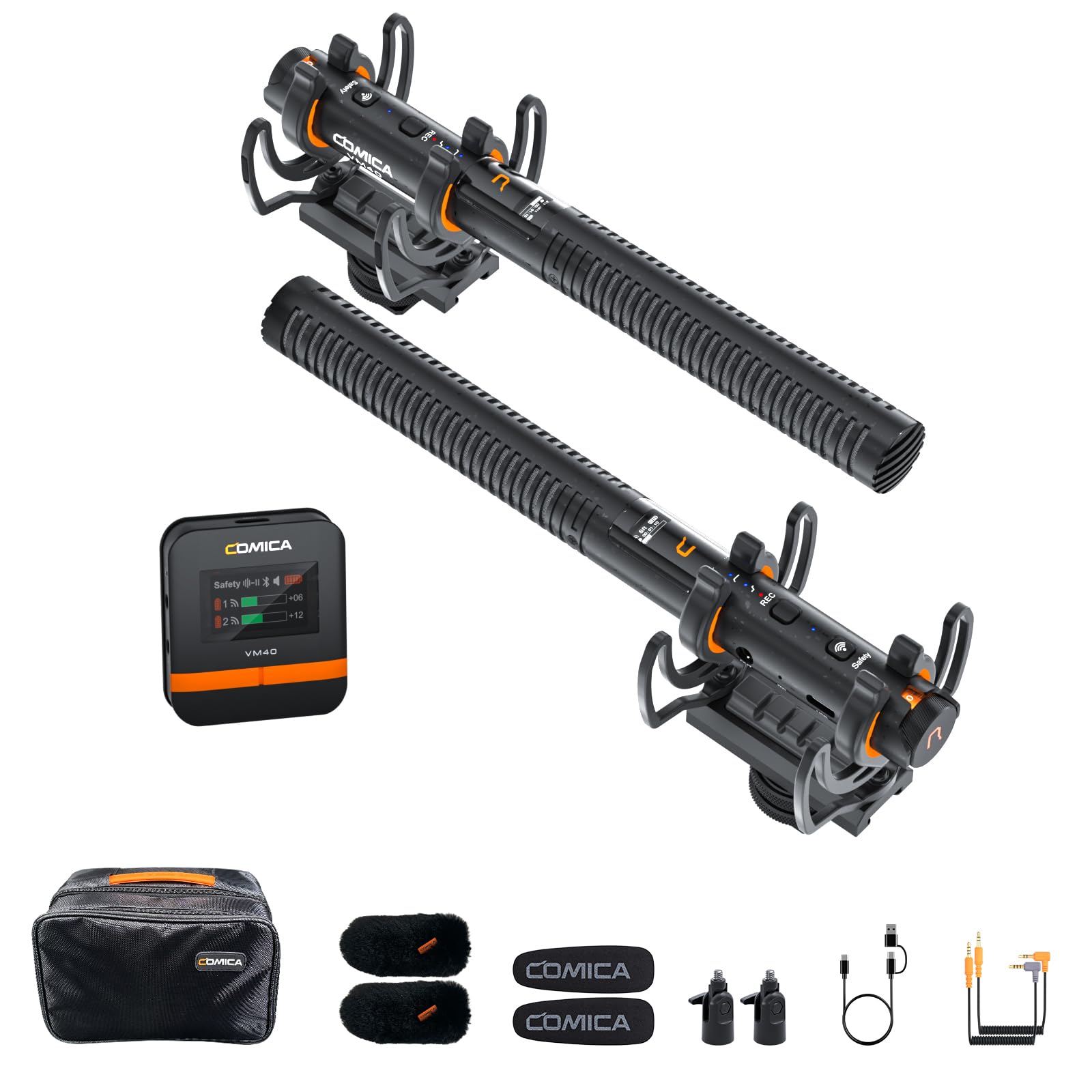 Photo 1 of COMICA VM40 Combo Dual-Channel Wireless Shotgun Microphone, Professional Super Cardioid Video Mic, 32GB Storage, Safety Mode, Audio APP, Wireless Camera Mic for Filmmaking, Vlog, YouTube