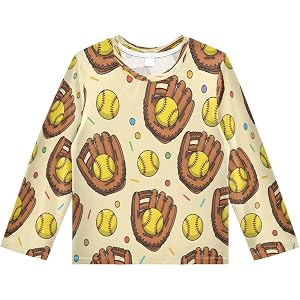SLHKPNS Boys Rash Guard Long Sleeve UPF 50+ Boys Swim Shirt Quick Dry Shirt for 3-12 Years,Baseball Glove Ball
