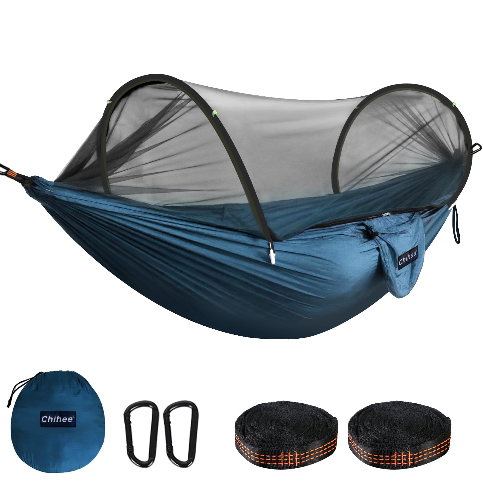 Photo 1 of Chihee Ultra-Light Travel Camping Hammock Pop-up Net Hammock 660lbs Load Capacity,Breathable,Quick-Drying Parachute Nylon 2 Premium Carabiners,2 Tree Slings Included for Outdoor Backpacking Hiking