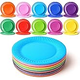 IANFAN 150 Pcs Disposable Colored Paper Plates, 9" Paper Dessert Plate Heavy Duty Party Plates Bulk Decorative Paper Plates for Picnics Baby Shower DIY Party Supplies, 10 Colors