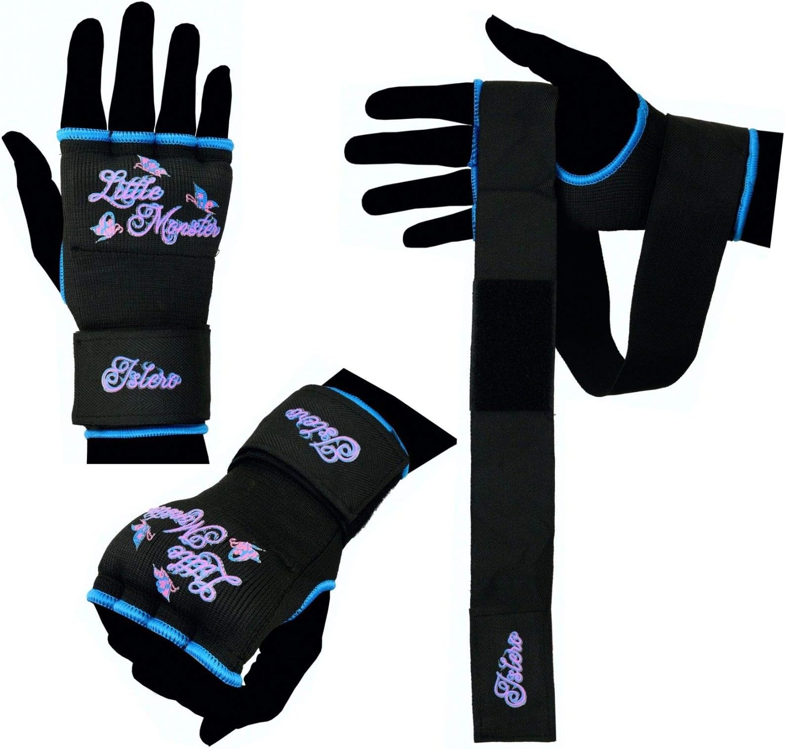 Islero Ladies Pink Gel Gloves MMA Kick Boxing Muay Thai Martial Arts Hand Wraps