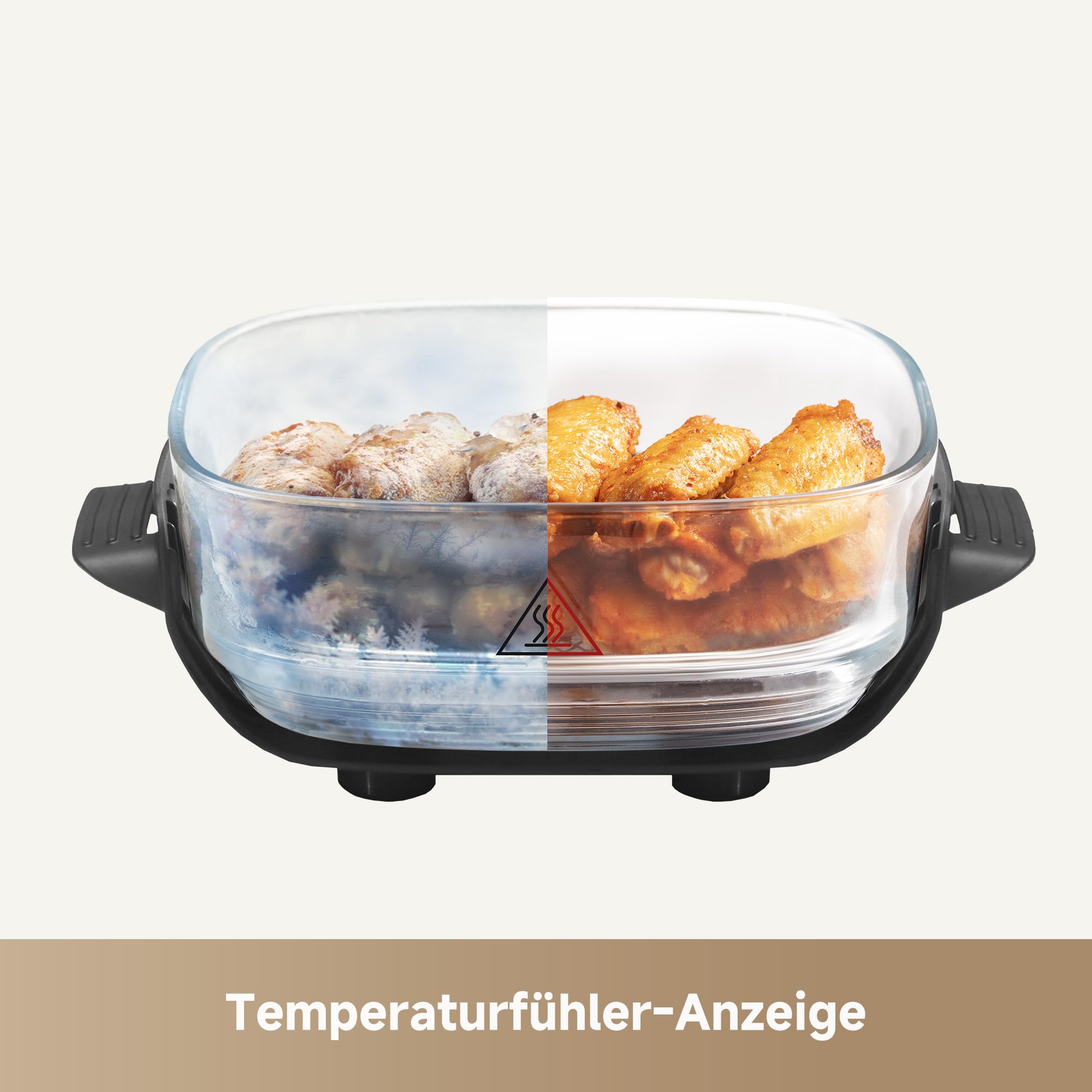 dreame Tasti AirFryer 5-in-1 tragbare Glas-Heißluftfritteuse, Zwei-Behälter-Setup (2,5 L + 4,5 L), 6 mm Borosilikatglas, 3D-Heißluft-Umwälzung, spülmaschinengeeignet, 360°-Panorama-Ansicht, abnehmbar 9
