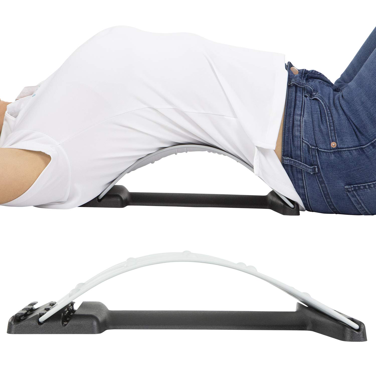 Vive Back Stretcher - 4 Posture Corrector Positions for Upper and Lower Lumbar Pain Relief, Herniated Disc, Spinal Stenosis - Orthopedic Low Spine Straightener Extension for Scoliosis - Men, Women