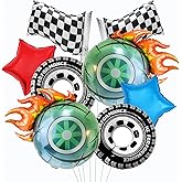 Flame Wheel Balloons/Hot Tire balloons/Race Car Party Decor/Black White Checkered Flag balloons for Monster Truck/Car Theme Parties/Birthday Decorations/Kids’ Celebrations 8pcs