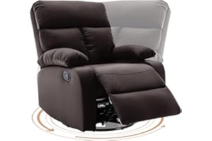 hzlagm Swivel Rocker Recliner, Rocking Recliners Chair for Small Spaces, Small Rocker Recliner Chair, Nursery Rocking Chairs for Living Room, RV, Nursery, Brown