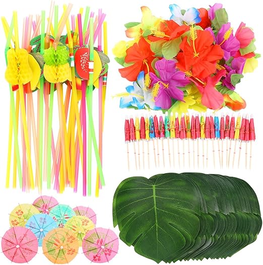 Amazon Com Auihiay 108 Pieces Tropical Party Decoration Supplies