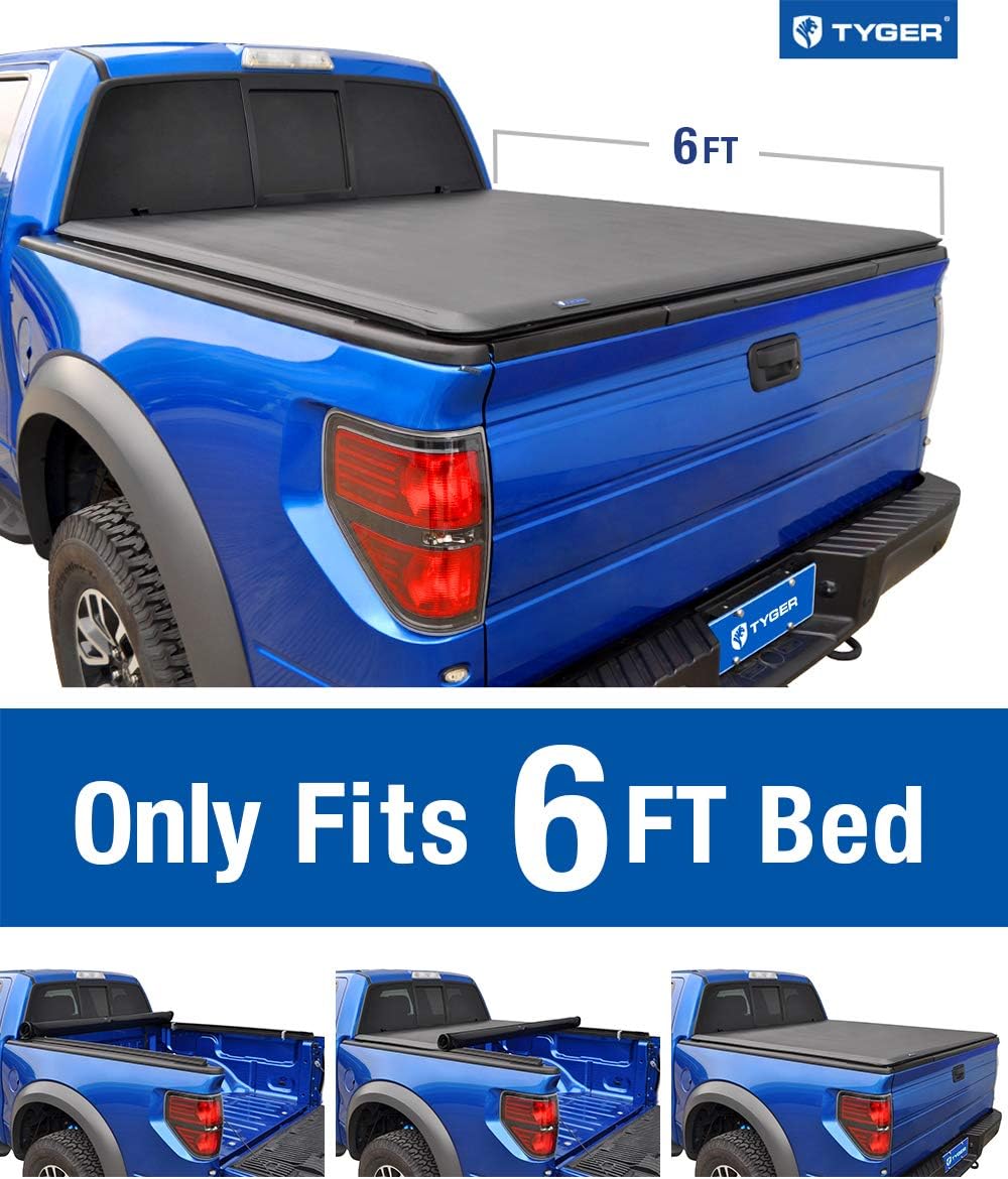 Amazon Com Tyger Auto T1 Soft Roll Up Truck Bed Tonneau Cover For 1982 2013 Ford Ranger 1994 2010 Mazda B Series Styleside 6 Bed Tg Bc1f9025 Black Automotive