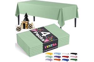 Vyntra 4 Packs Disposable Plastic Tablecloths 54"×108" Rectangle, Party Table Covers for Birthday, Wedding, Graduation & Baby
