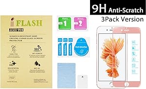 [3 Pack] iFlash Full Coverage Tempered Glass Screen Protector For Apple iPhone 6S Plus / 6 Plus 5.5” - 3D Touch Compatible/Edge to Edge/Crystal Clear/Scratch Proof/Bubble Free (Rose Gold)