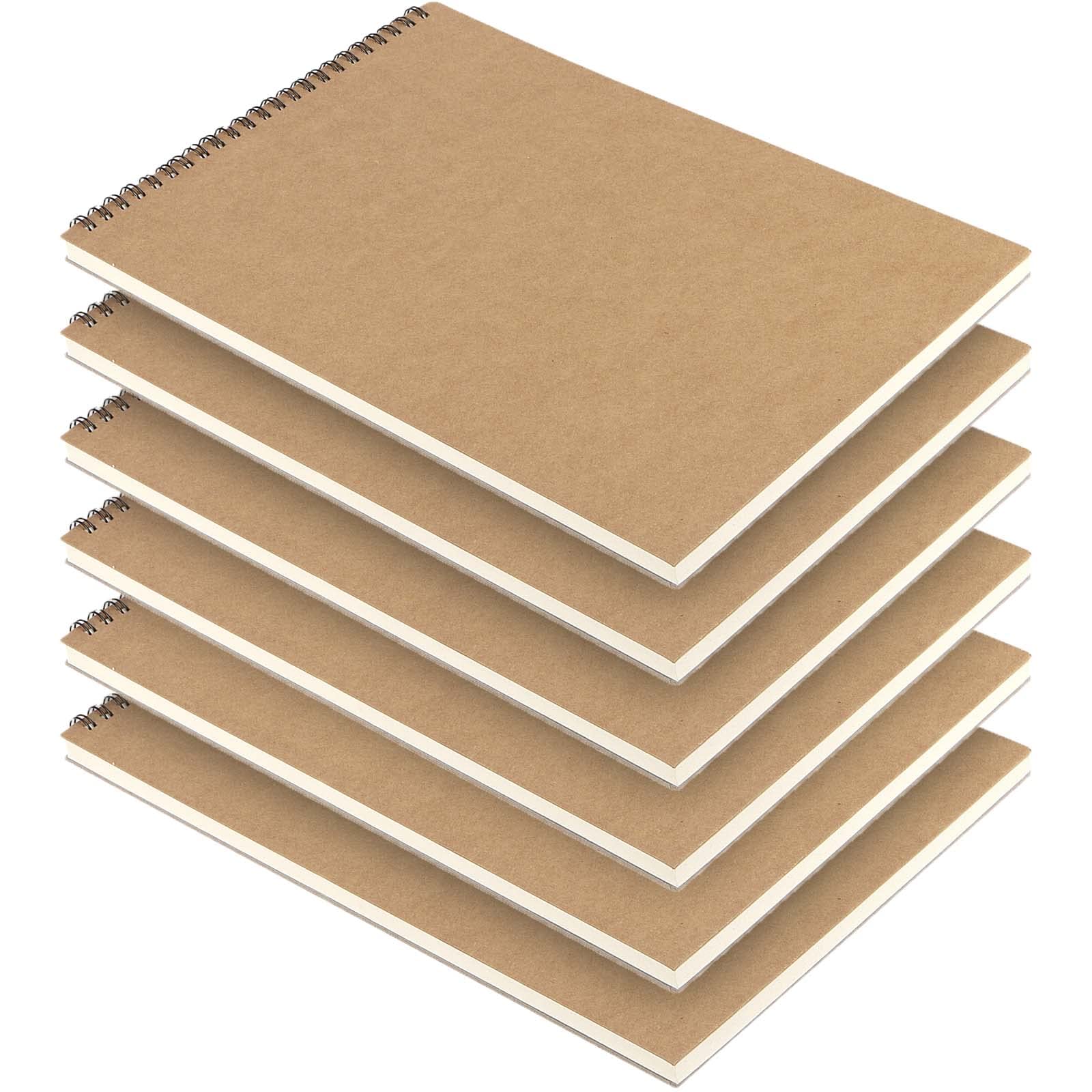 JAPCHET 6 Pack A4 Spiral Bound Sketchbook, 30 Sheets / 60 Pages of 160gsm Lanscape Sketchbook, Hardback Sketch Pad for Drawing, Painting, Sketching