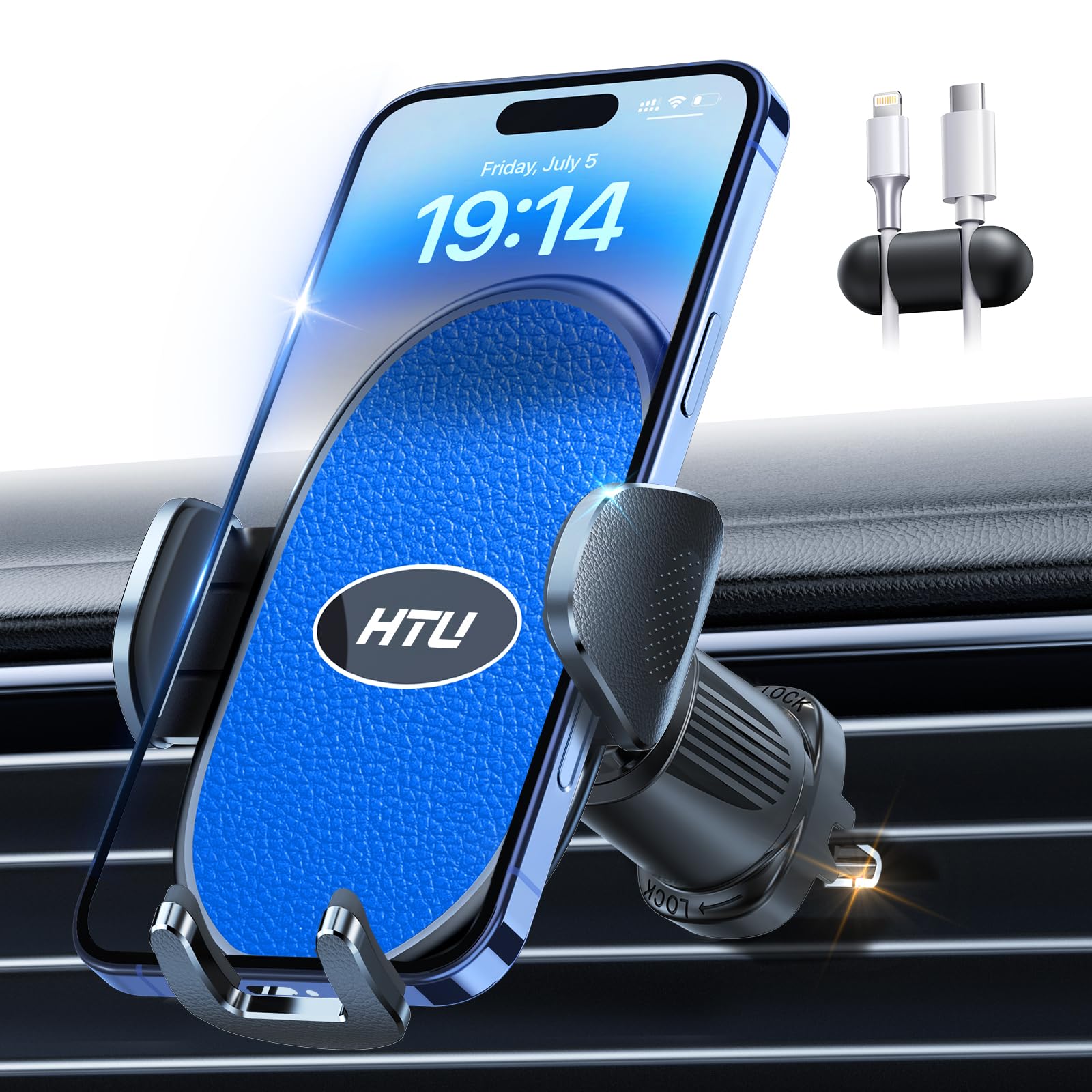 Photo 1 of HTU ?Military-Grade Car Phone Holder,?Strongest & Longest Steel-Hook? Car Vent Mount, Handsfree 360° Adjustable Automobile Cradle Air Clip Stand for iPhone 17 16 15 14 Pro Max Samsung,Sapphire Blue