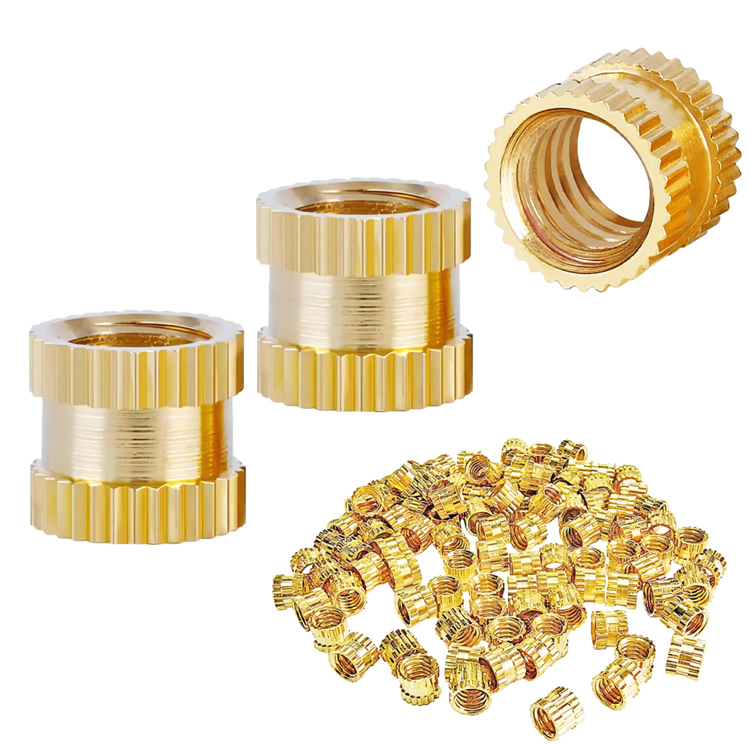 Ctyjia 100Pcs Female Thread Knurled Nuts, Brass Threaded Insert, Femeal Knurled, Embedment Nuts for 3D Printing Parts, M2 x 3mm x 4mm