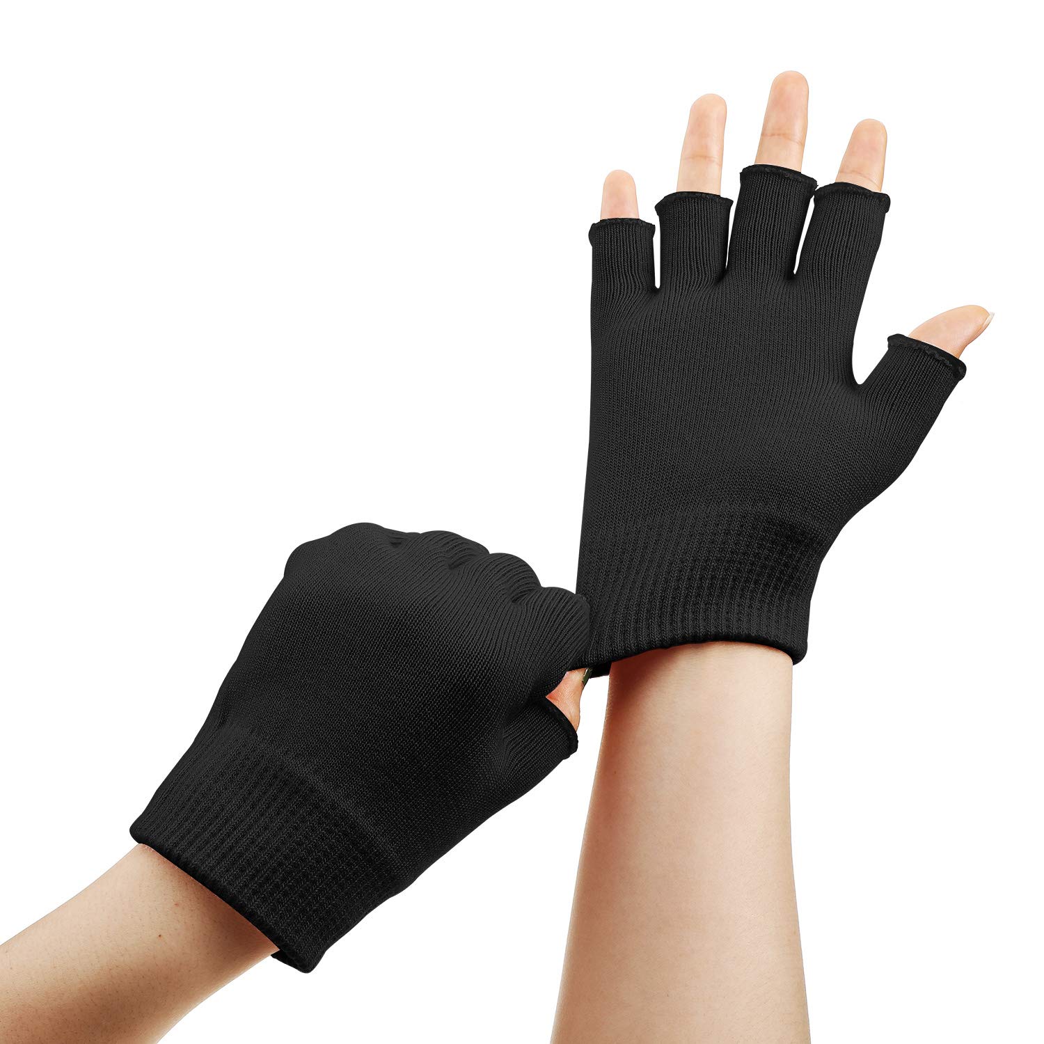 2 Pairs Moisturizing Gloves Fingerless Moisture Gloves Soft Moisturizing Gloves for Dry Rough and Cracked Hands (Pink and Black) : Beauty