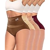 MIOTAN Women's High Waisted Underwear Full Coverage Compression Briefs 4/5 Packs Panties Postpartum Comfortable
