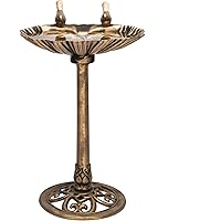 Alpine Corporation 31" Tall Outdoor Vintage Birdbath with Bird Figurines Yard Statue