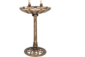 Alpine Corporation 31" Tall Outdoor Vintage Birdbath with Bird Figurines Yard Statue