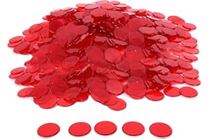 GSE Games & Sports Expert Red Bingo Chips, 500 Pieces 3/4-Inch High-Contrast Transparent Counting Chips for Bingo Games, Parties