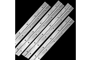 EVANCENT 12Inch Continuous & Piano Hinges, 4Pcs Stainless Steel Continuous Hinge with Holes, Heavy Duty Polished Stainless Piano Hinges for Boats Cabinets Storage Box, 0.04" Leaf Thickness 1.2” Open Width