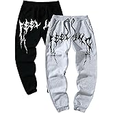 Floerns Men's 2 Pcs Graphic Print Drawstring Waist Active Jogger Sweatpants
