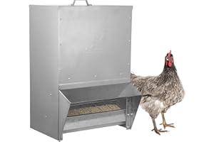 RentACoop Mounted Metallic Trough Poultry Feeder: Waterproof, Chickens/Poultry/Etc. (50LB Capacity)