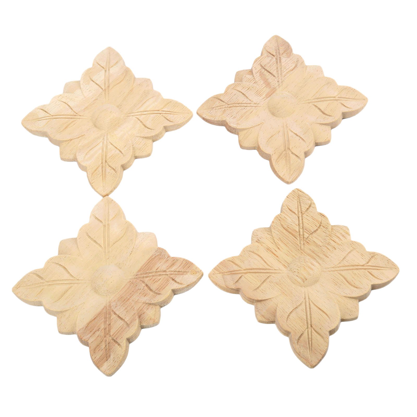 MUXSAM 4pcs Wood Carved Corner Flower Onlay Applique Unpainted Door European Style