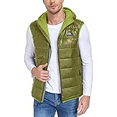Mapamyumco Men's Hooded Puffer Vest Waterproof Lightweight Quilted Puffer Vest Full Zip Sleeveless Jacket Winter Outerwear