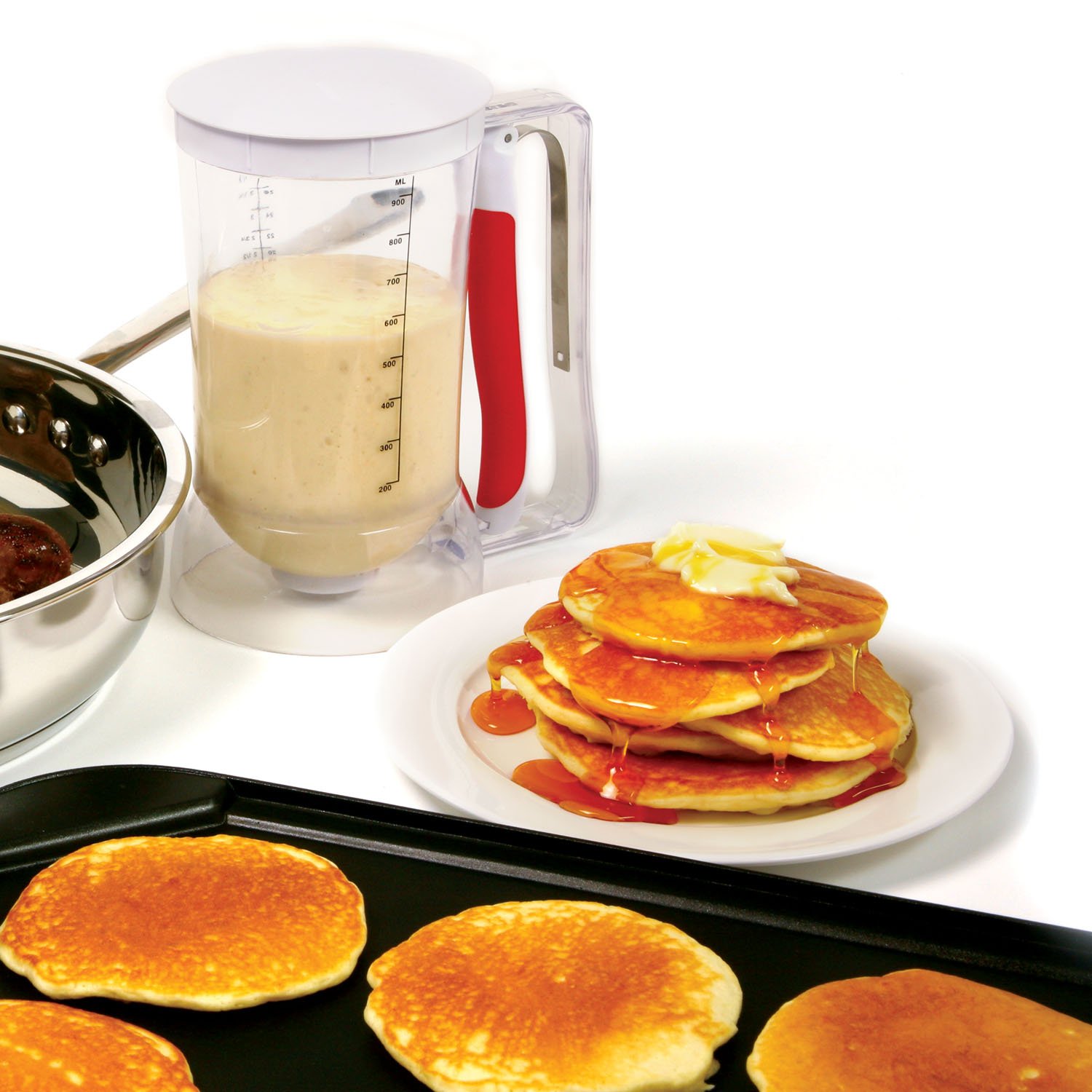 Norpro 1013 Batter Dispenser Clear/Red, 4 cup