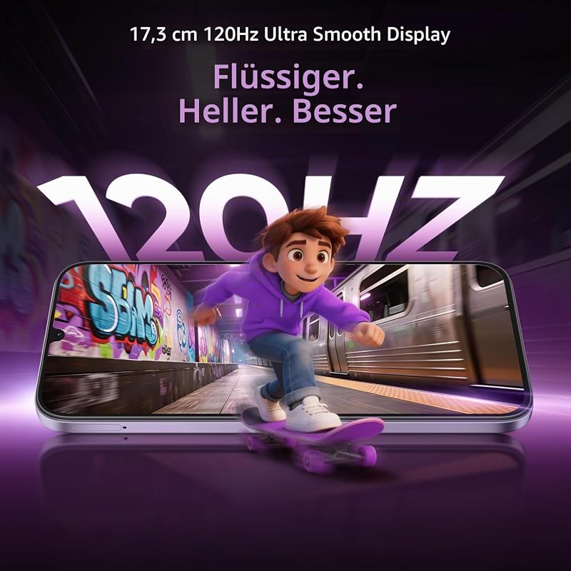P4 Lite 4G Smartphone, 4GB+256GB, 6,8 Zoll 120Hz HD LCD-Display, 6600mAh Titan-Akku, 15W Ladung, 6W Rückladung, IP64 Staub- und wasserdicht, Next KI-System, Titan-Grau (Ohne Ladegerät)