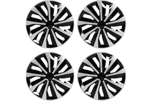 Hubcap Universal 14 Inch Hubcap Wheel Covers Set of 4 Fits for Most Cars Black and Silver