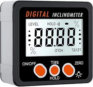 Proster Digitaler Winkelmesser Neigungsmesser LCD-Hintergrundbeleuchtung IP54 Wasserdicht Digital Level Box mit Magnetfuß für Holzarbeiten Automobilwartung Industrie(Batterie enthalten) -Schwarz