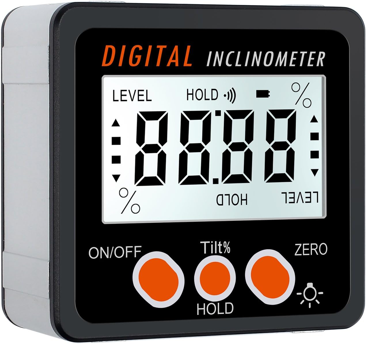 Proster Digitaler Winkelmesser Neigungsmesser LCD-Hintergrundbeleuchtung IP54 Wasserdicht Digital Level Box mit Magnetfuß für Holzarbeiten Automobilwartung Industrie(Batterie enthalten) -Schwarz