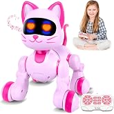 Robot Cat Interactive Toys for Girls: Remote Control Electronic Pink Kitty Pet for Kids Age 3-5 4-6 Gifts for 3 4 5 6 7 8 Year Old Girls RC Toys with Touch Sensing Gestures Birthday Gift Ideas