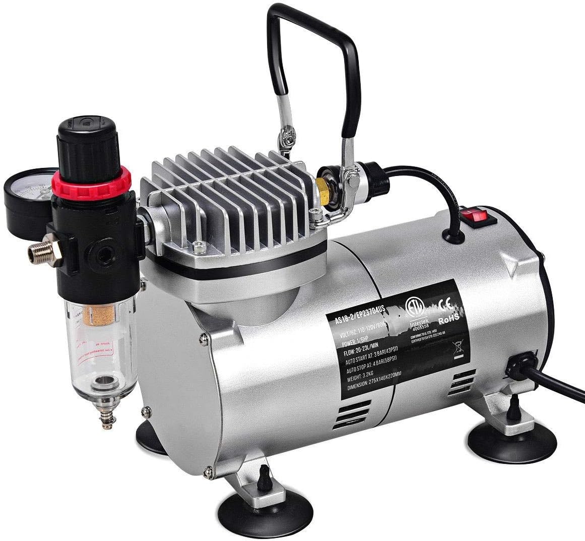 Kanizz DIY Compressor Kit Dual-Action Hand Tool Spray Air Brush Set, Great For Craftsman, Hobbyist Make up, Tanning, Tattoo, Model, Fingernail Painting, Bakery